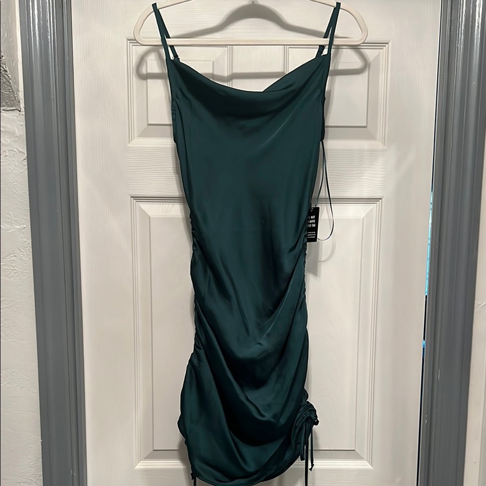 Elegant Dark Green Satin Dress